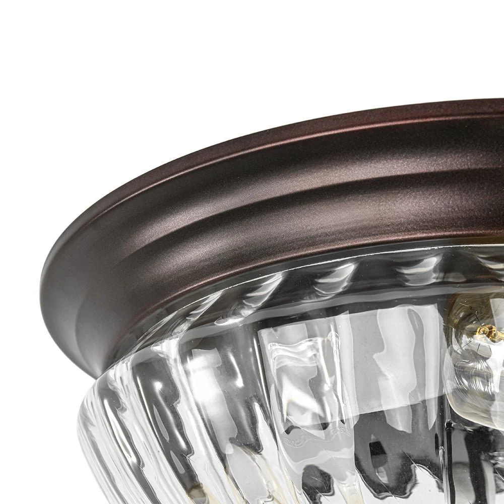 (OpenBox) Oil Rubbed Bronze Fluted Glass Flush Mount Ceiling Light - Image 12