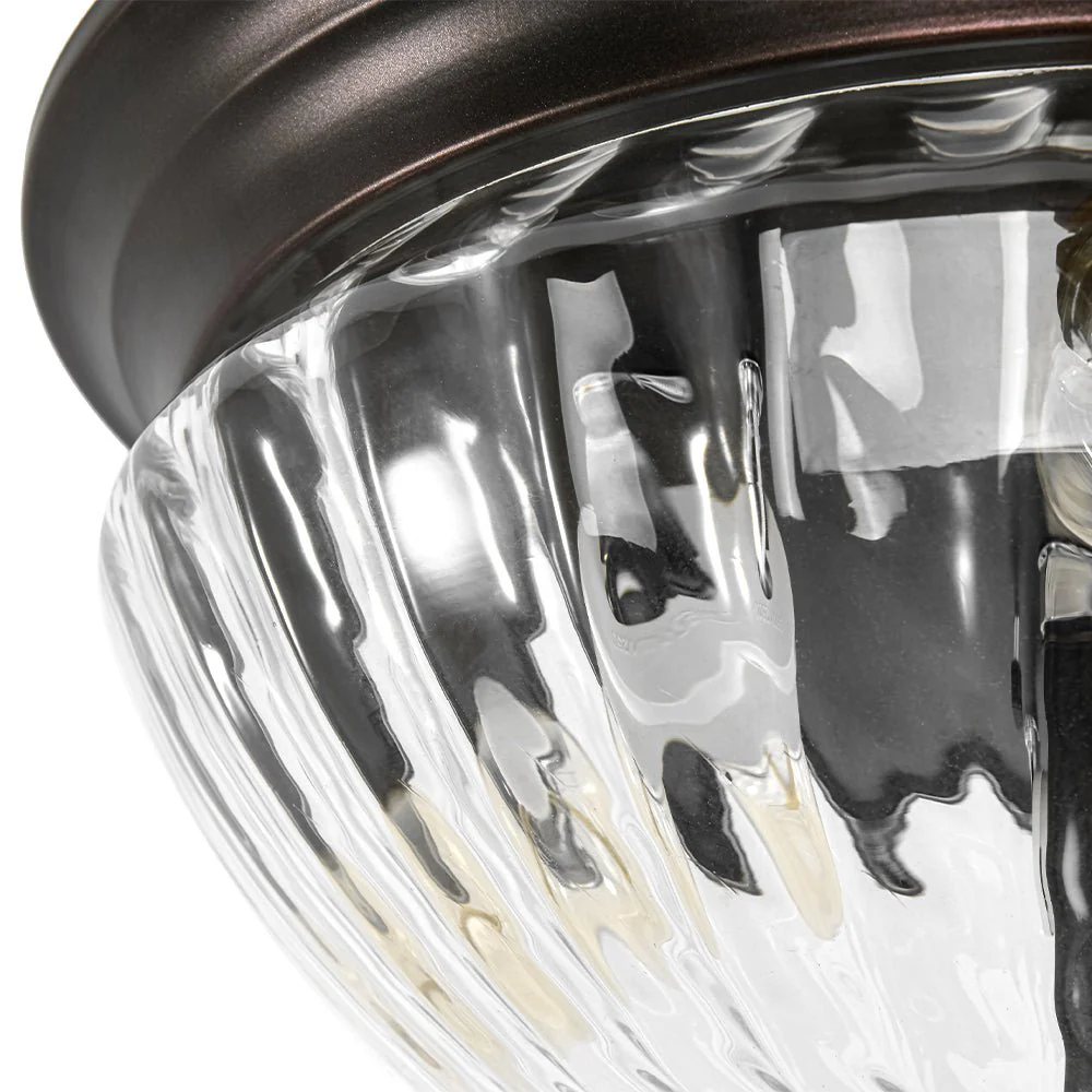 (OpenBox) Oil Rubbed Bronze Fluted Glass Flush Mount Ceiling Light - Image 13