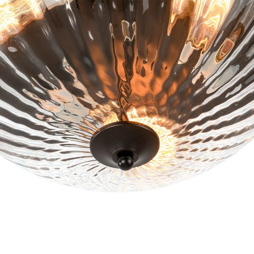 (OpenBox) Oil Rubbed Bronze Fluted Glass Flush Mount Ceiling Light - Image 14
