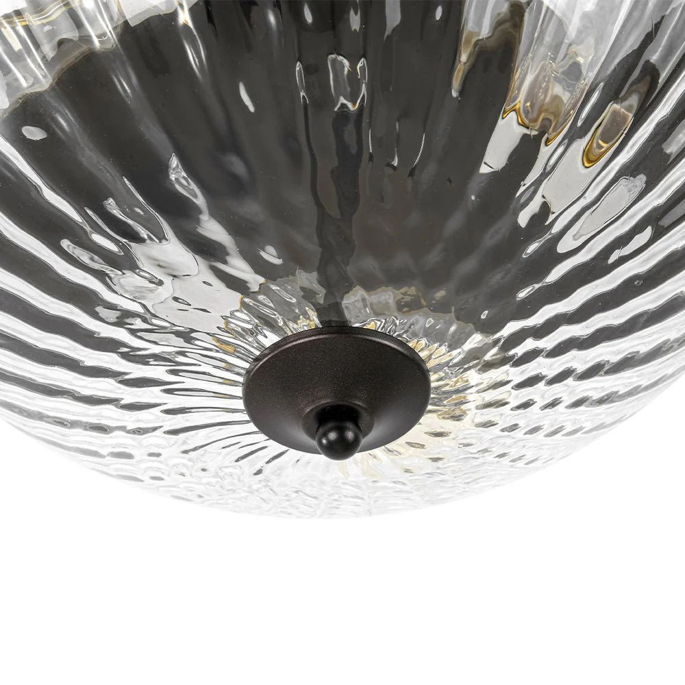 (OpenBox) Oil Rubbed Bronze Fluted Glass Flush Mount Ceiling Light - Image 15