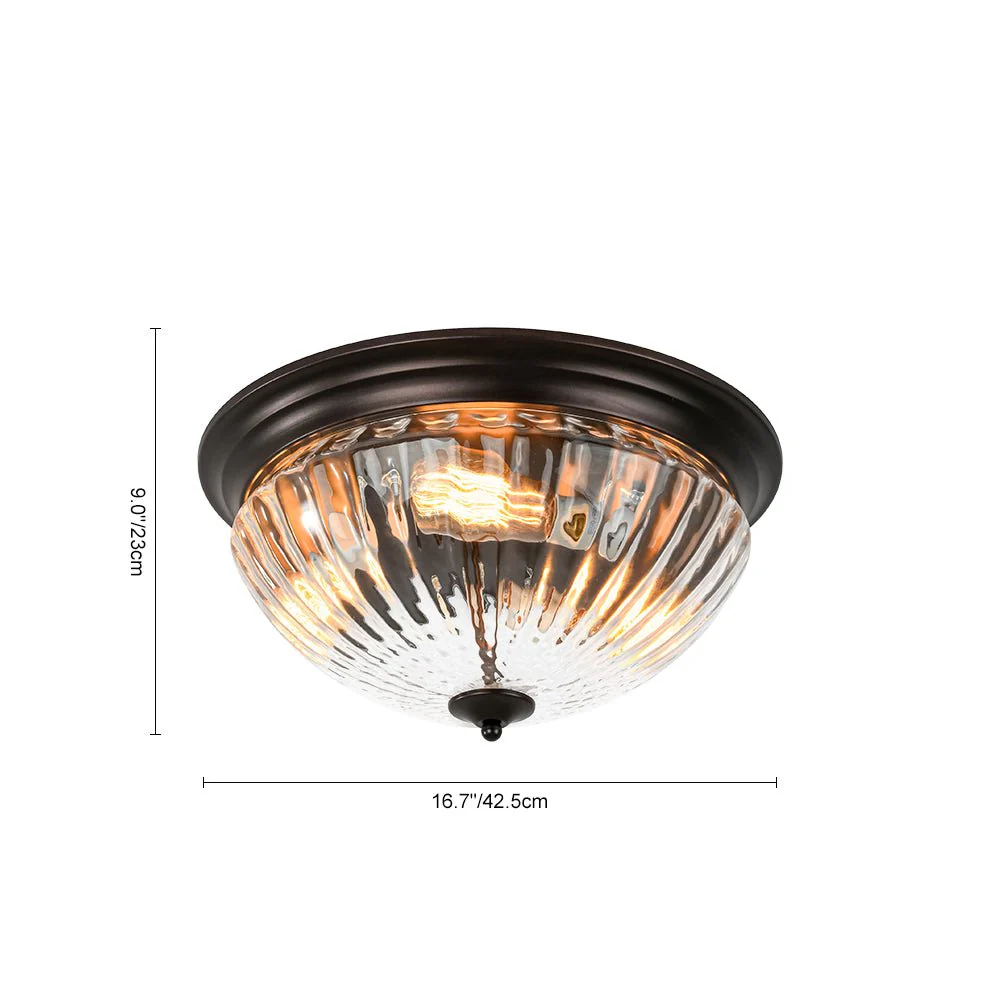 (OpenBox) Oil Rubbed Bronze Fluted Glass Flush Mount Ceiling Light - Image 16