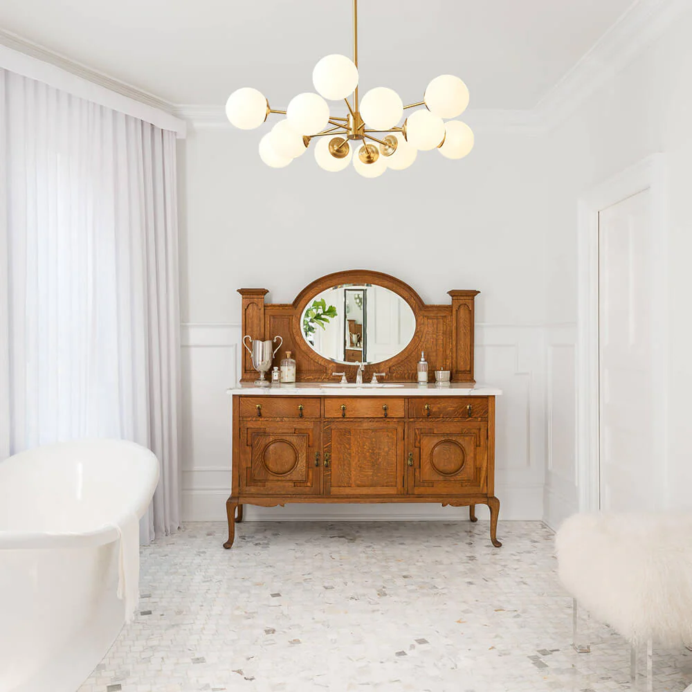 (OpenBox) Opal Glass Globe Sputnik Chandelier - Image 4