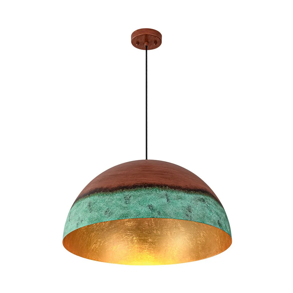 (OpenBox) Oversized Industrial Copper Patina Metal Dome Pendant Light - Image 10