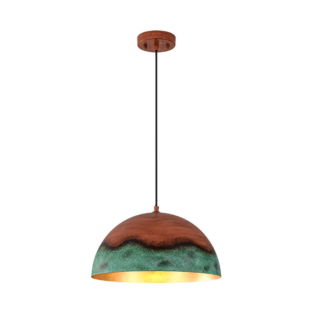 (OpenBox) Oversized Industrial Copper Patina Metal Dome Pendant Light - Image 14