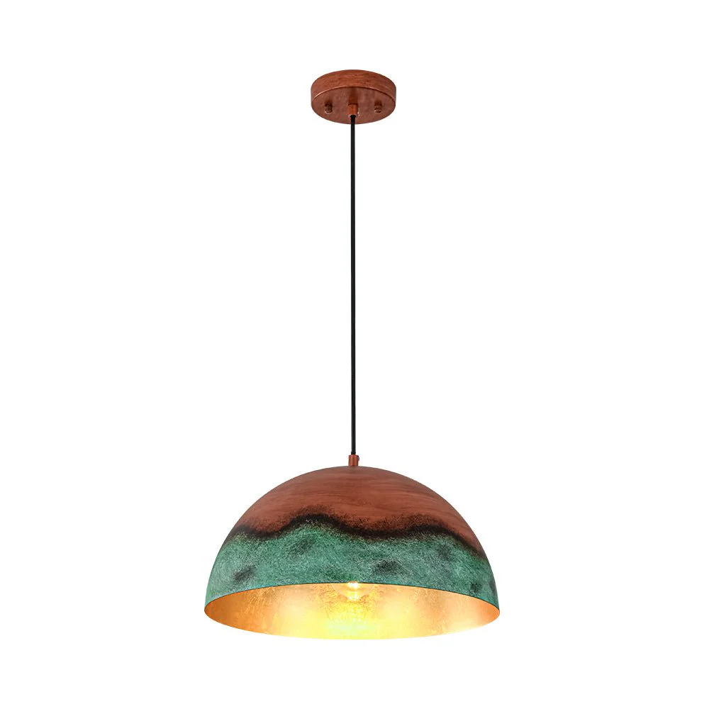 (OpenBox) Oversized Industrial Copper Patina Metal Dome Pendant Light - Image 16