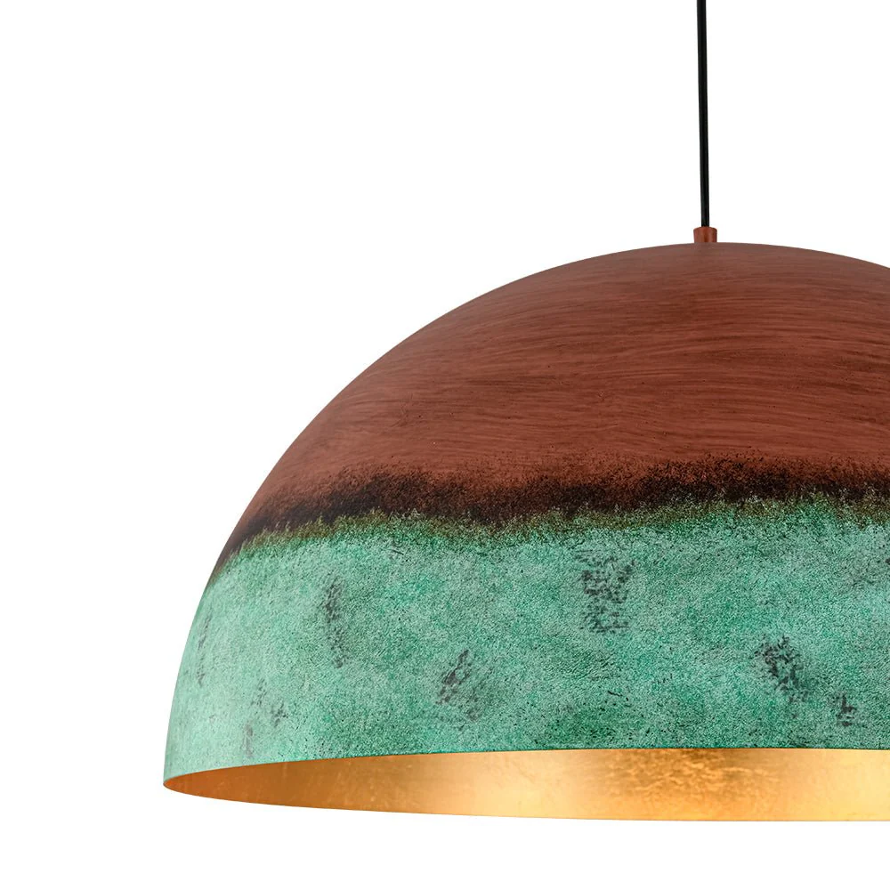 (OpenBox) Oversized Industrial Copper Patina Metal Dome Pendant Light - Image 17