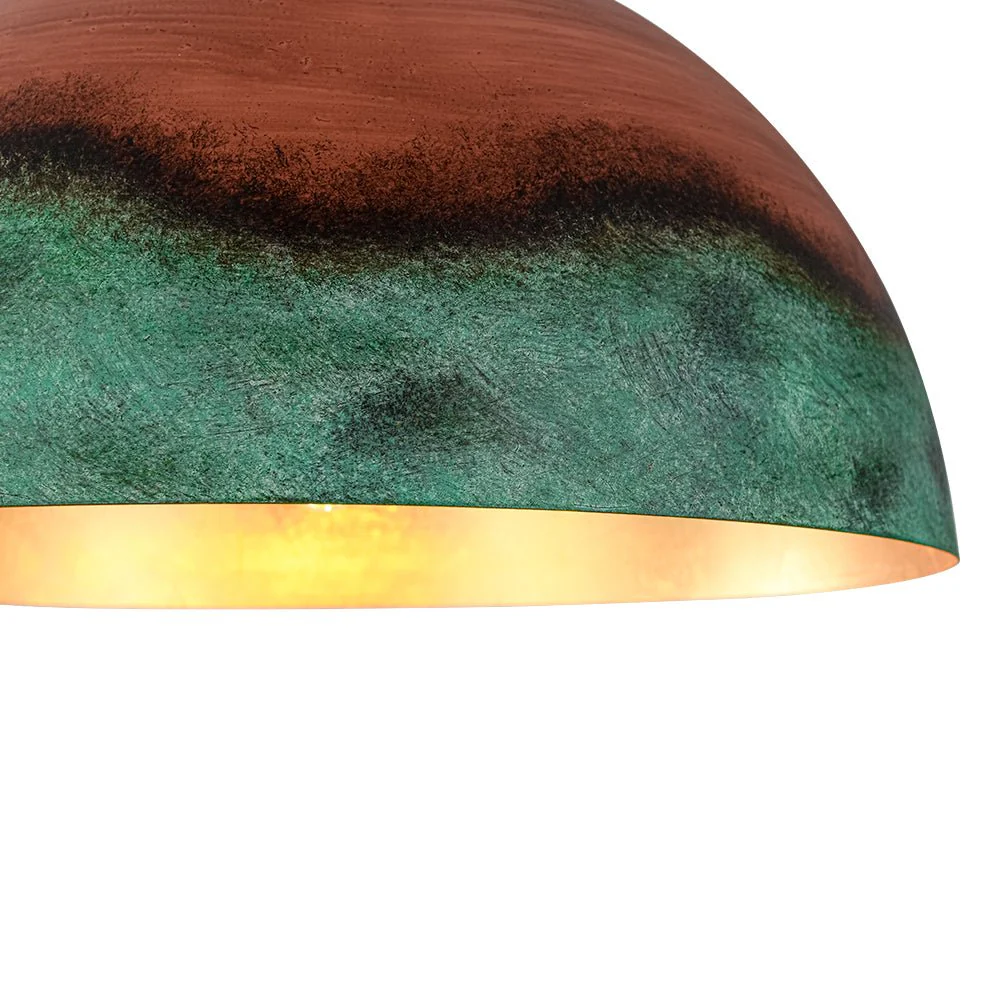 (OpenBox) Oversized Industrial Copper Patina Metal Dome Pendant Light - Image 18