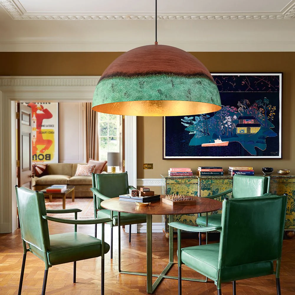 (OpenBox) Oversized Industrial Copper Patina Metal Dome Pendant Light - Image 2