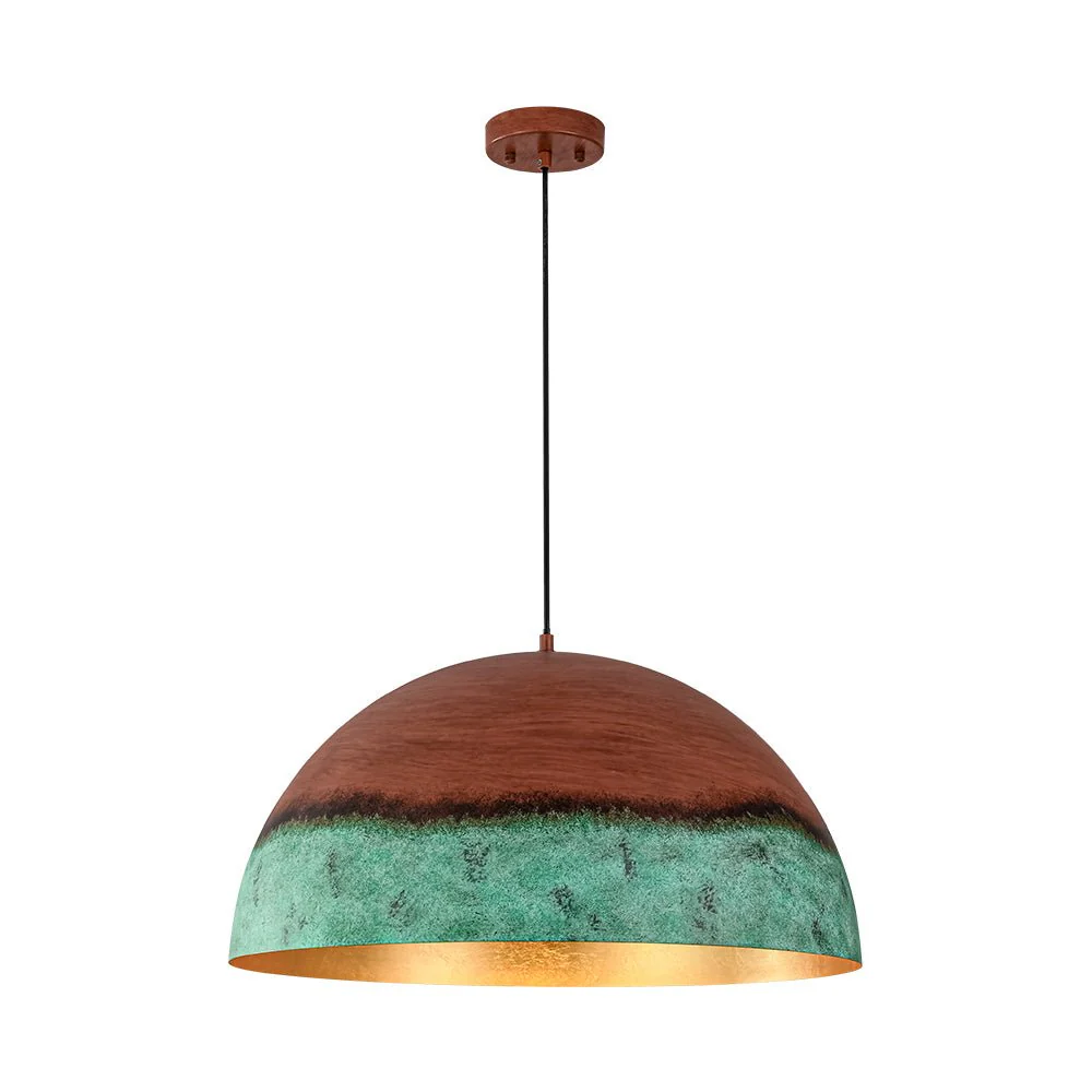 (OpenBox) Oversized Industrial Copper Patina Metal Dome Pendant Light - Image 6
