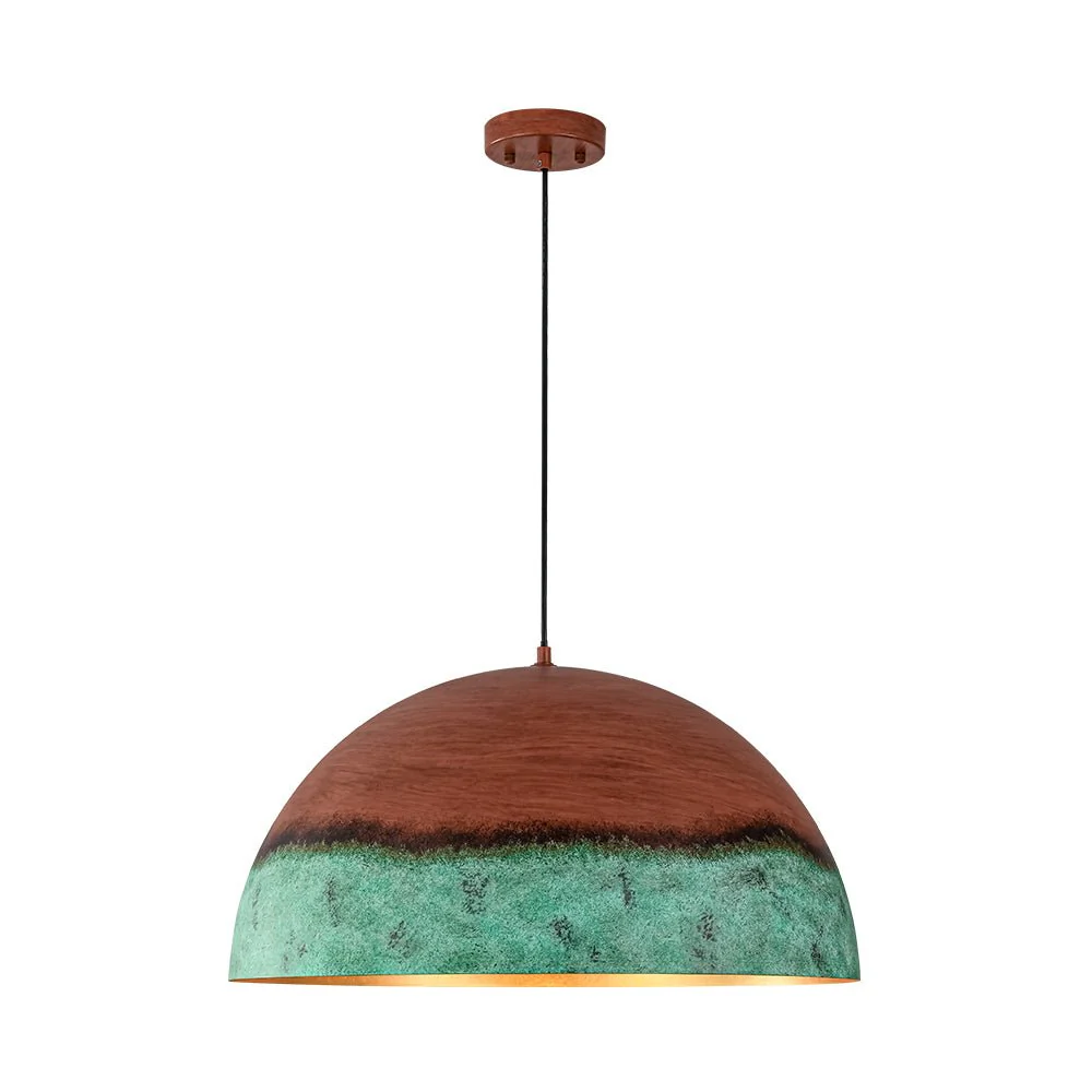 (OpenBox) Oversized Industrial Copper Patina Metal Dome Pendant Light - Image 8