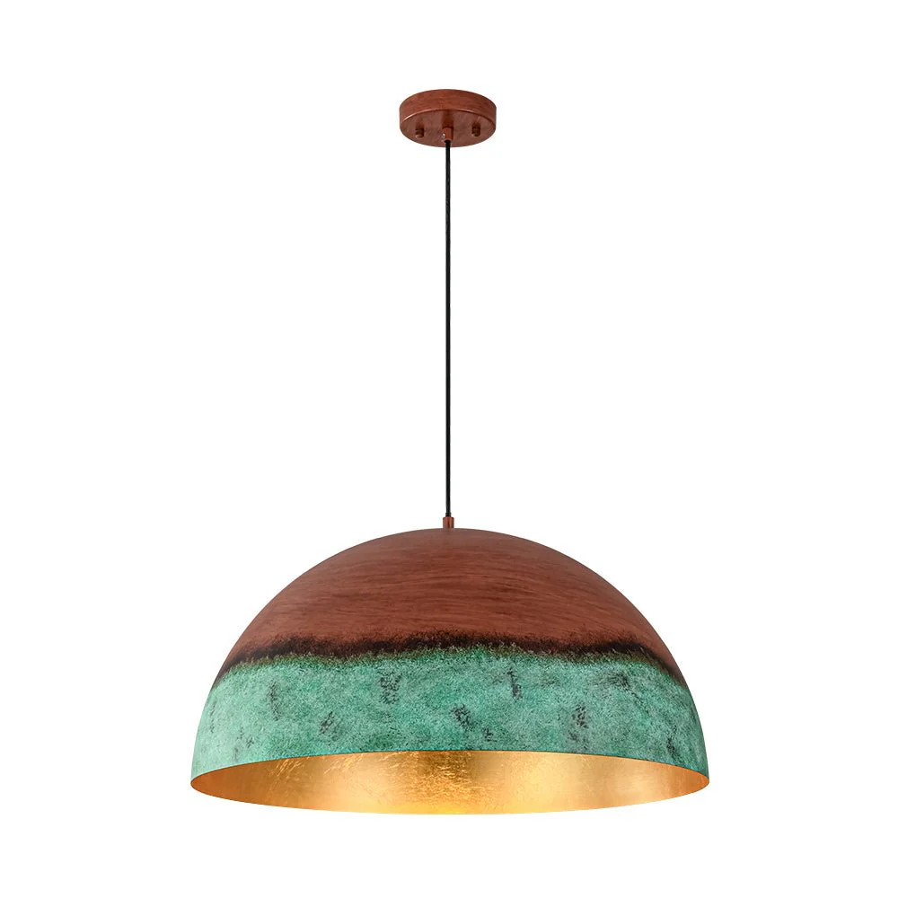 (OpenBox) Oversized Industrial Copper Patina Metal Dome Pendant Light - Image 9