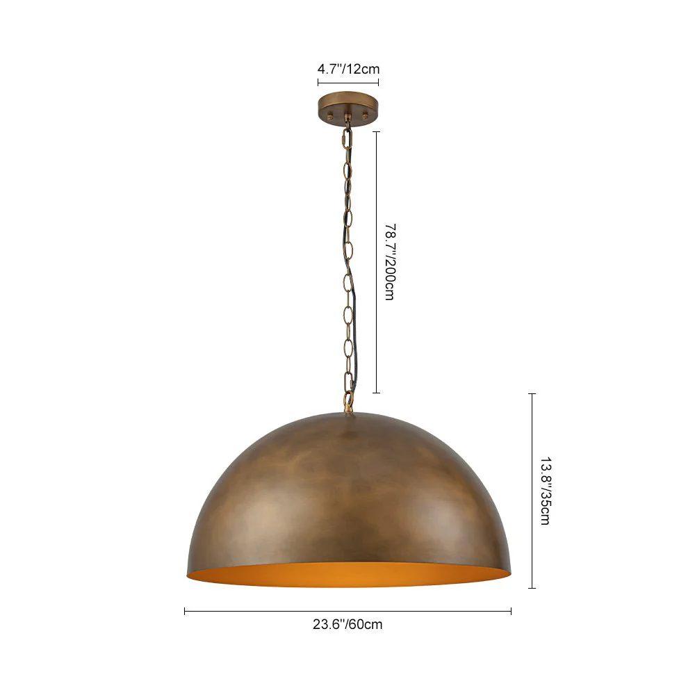 Oversized Vintage Bronze Metal Dome Pendant Light - Image 11