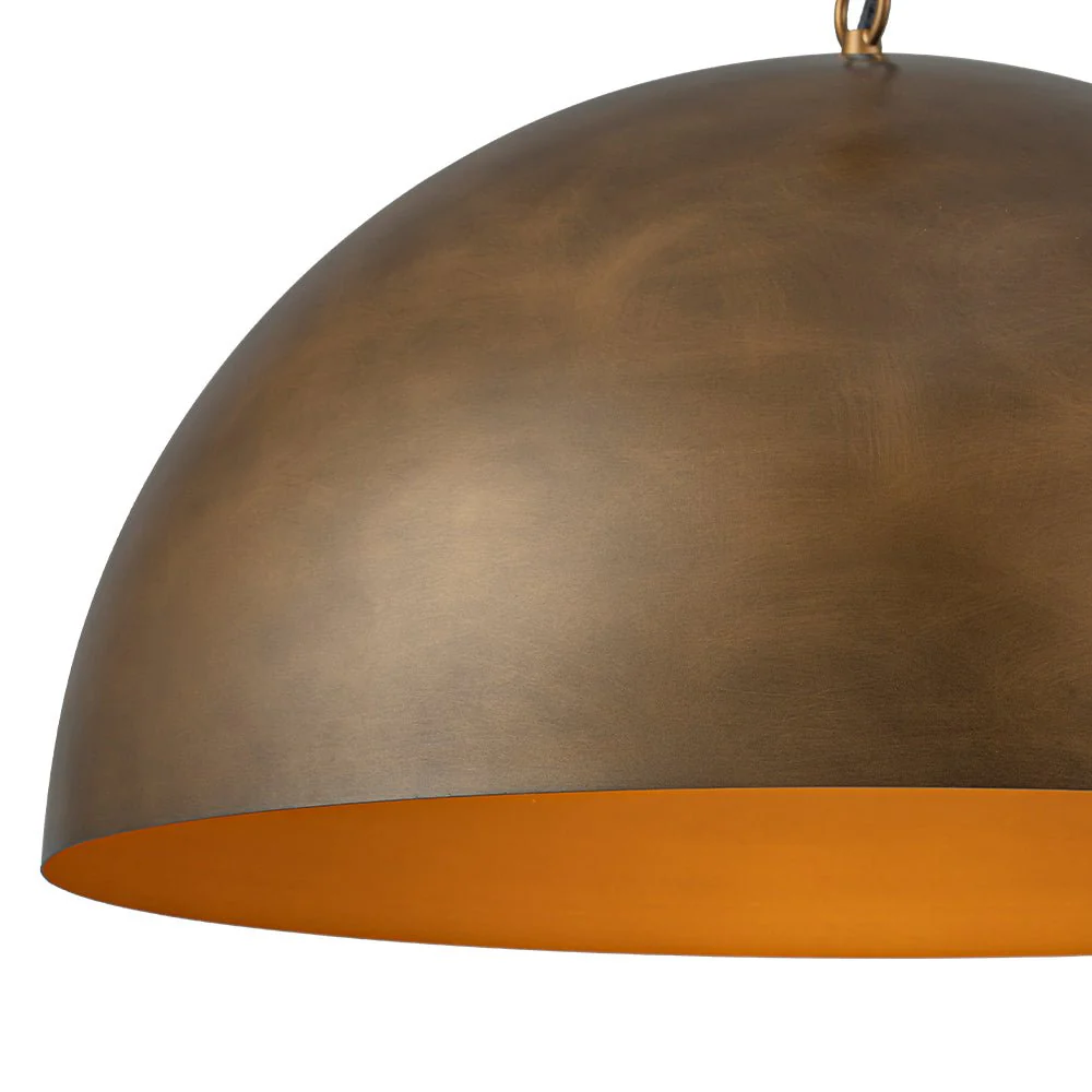 Oversized Vintage Bronze Metal Dome Pendant Light - Image 12