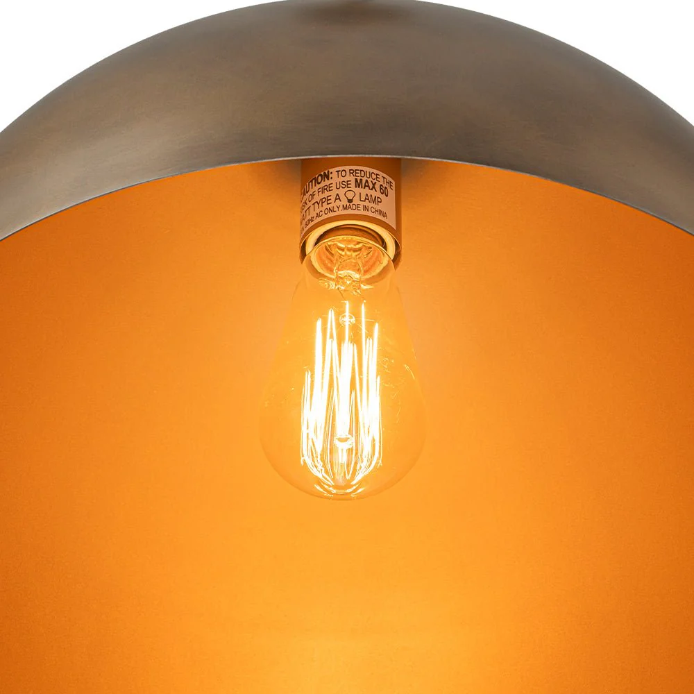 Oversized Vintage Bronze Metal Dome Pendant Light - Image 13