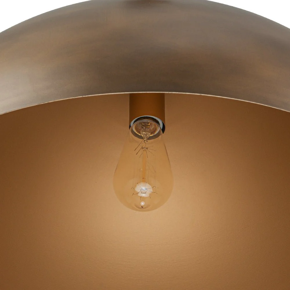Oversized Vintage Bronze Metal Dome Pendant Light - Image 14