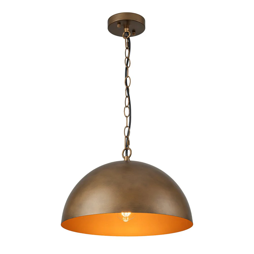 Oversized Vintage Bronze Metal Dome Pendant Light - Image 18