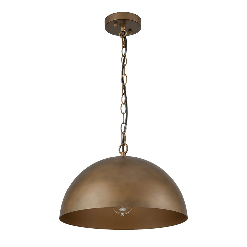 Oversized Vintage Bronze Metal Dome Pendant Light - Image 19
