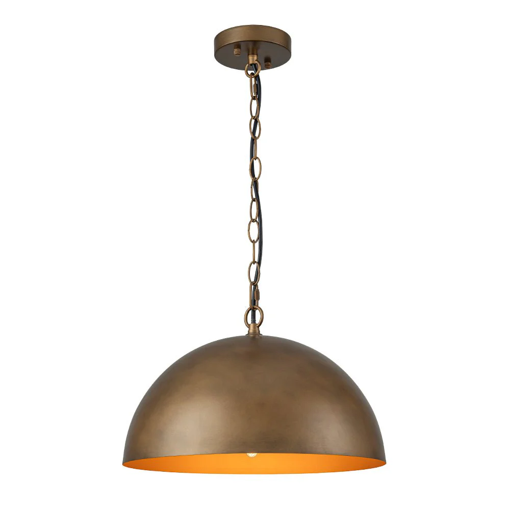 Oversized Vintage Bronze Metal Dome Pendant Light - Image 20