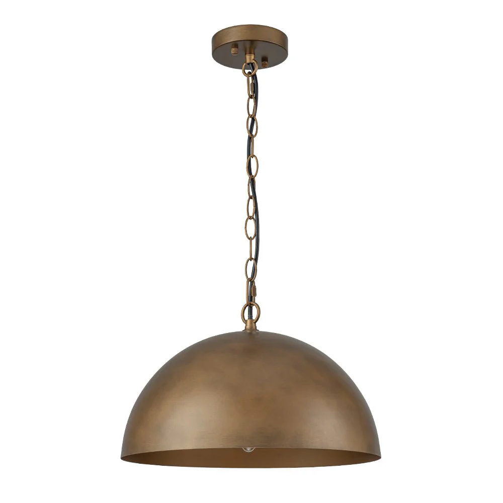 Oversized Vintage Bronze Metal Dome Pendant Light - Image 21