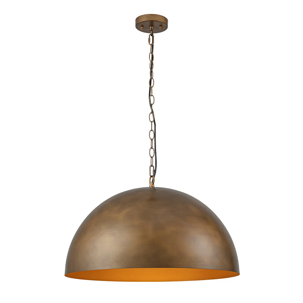 Oversized Vintage Bronze Metal Dome Pendant Light - Image 5
