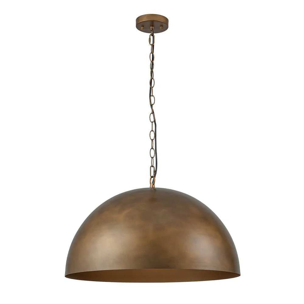Oversized Vintage Bronze Metal Dome Pendant Light - Image 6