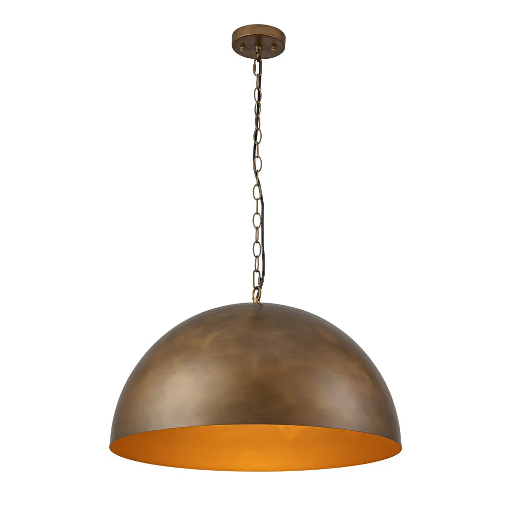 Oversized Vintage Bronze Metal Dome Pendant Light - Image 7