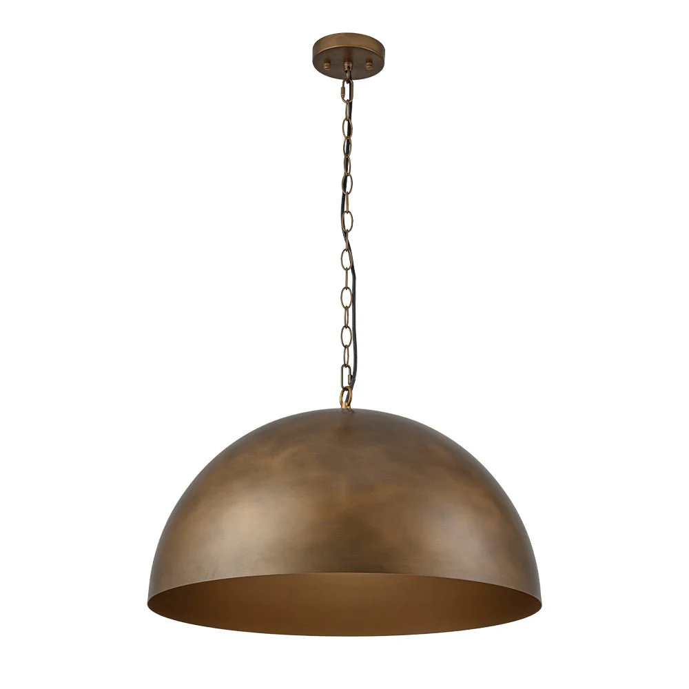 Oversized Vintage Bronze Metal Dome Pendant Light - Image 8
