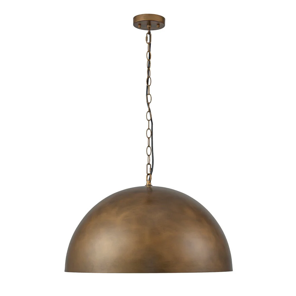 Oversized Vintage Bronze Metal Dome Pendant Light - Image 9
