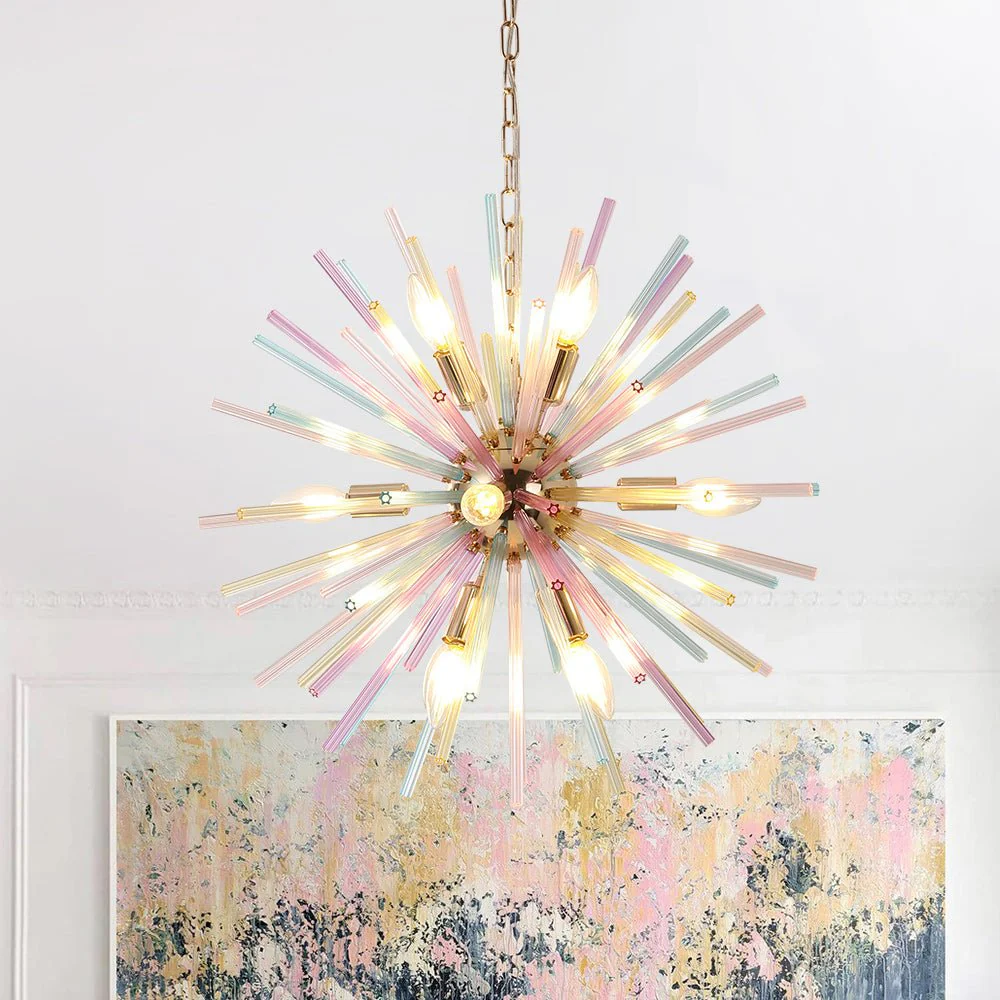 (OpenBox) Pop Art Colorful Tube 12-Light Sunburst Chandelier