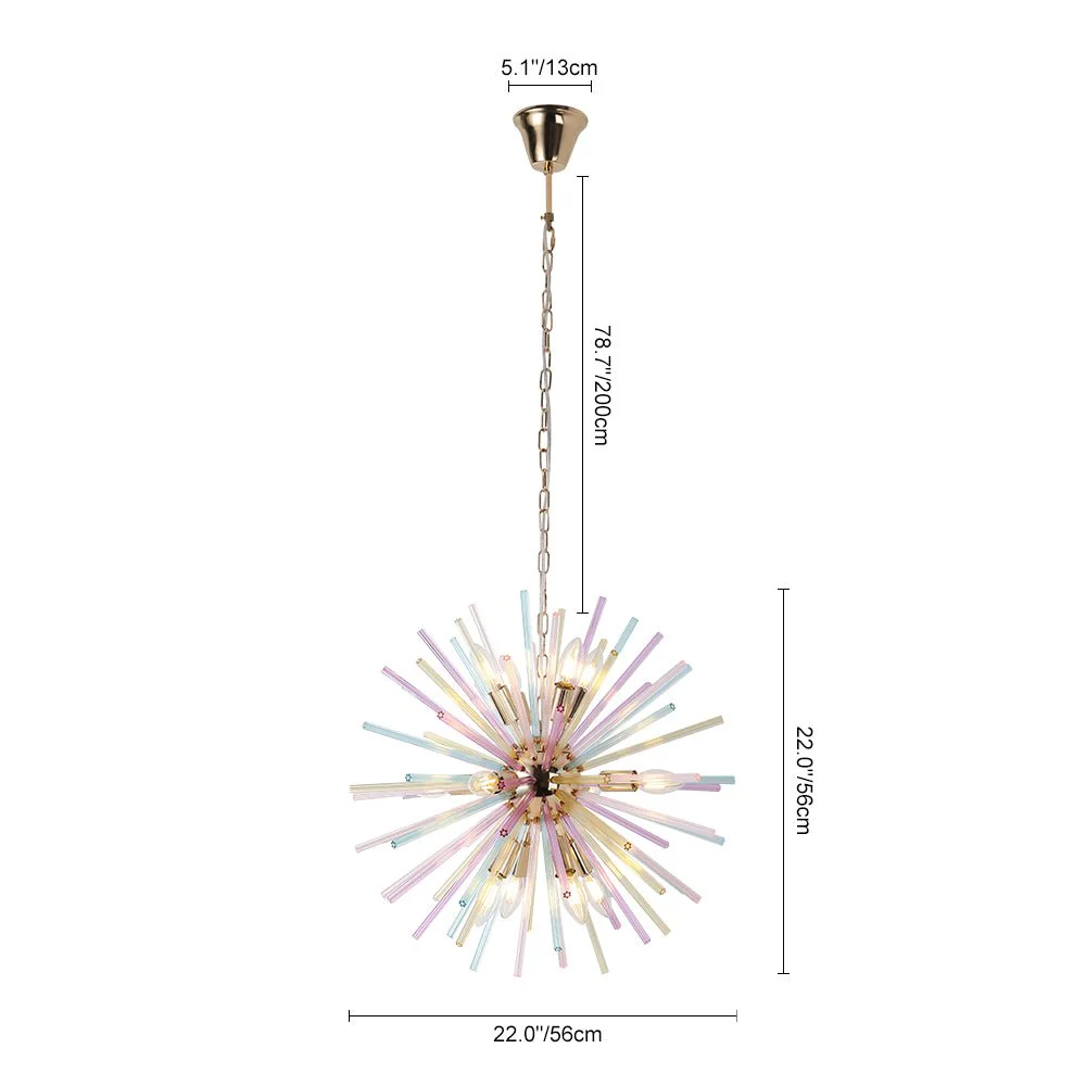 (OpenBox) Pop Art Colorful Tube 12-Light Sunburst Chandelier - Image 12