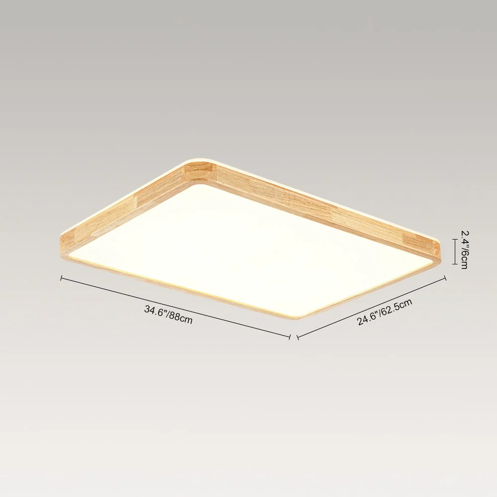 (OpenBox) Rectangle Wood Dimmable LED Flush Mount Light - Image 10