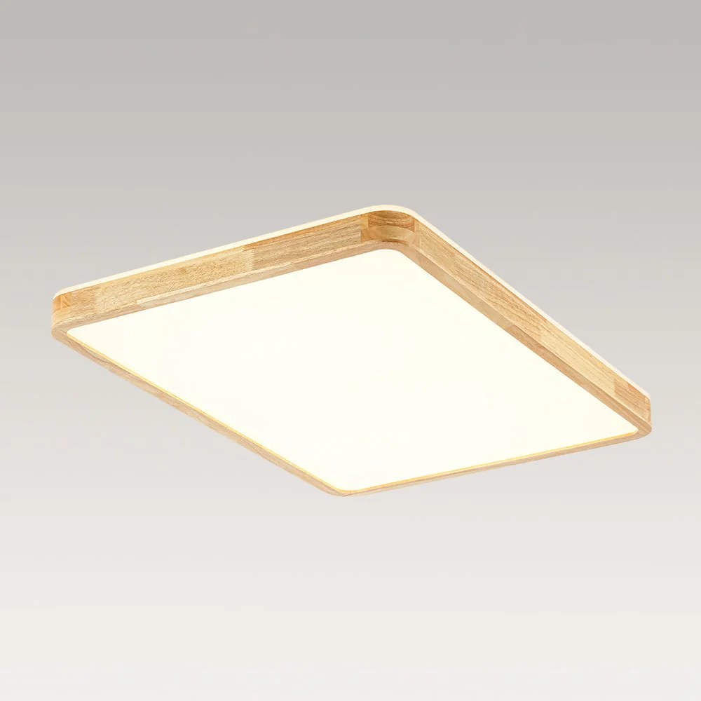 (OpenBox) Rectangle Wood Dimmable LED Flush Mount Light - Image 11