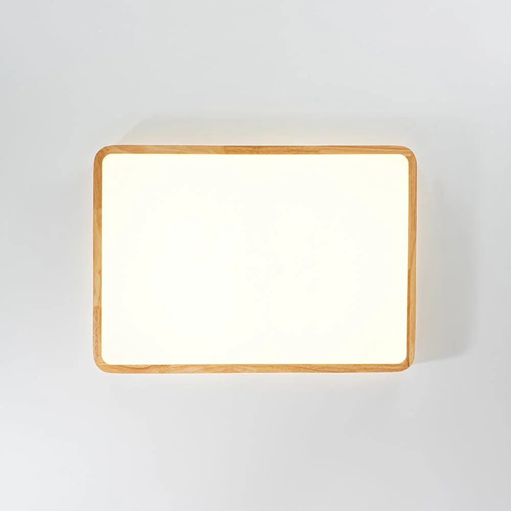 (OpenBox) Rectangle Wood Dimmable LED Flush Mount Light - Image 12
