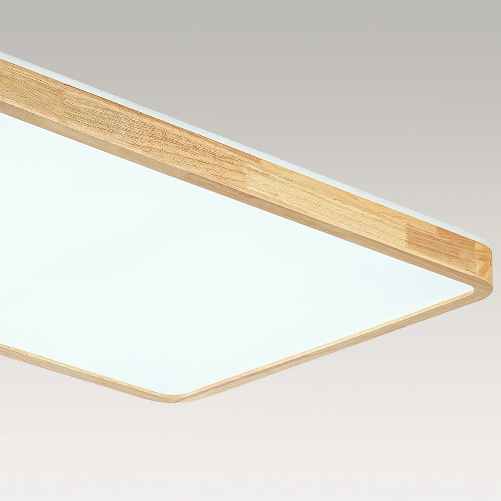 (OpenBox) Rectangle Wood Dimmable LED Flush Mount Light - Image 13