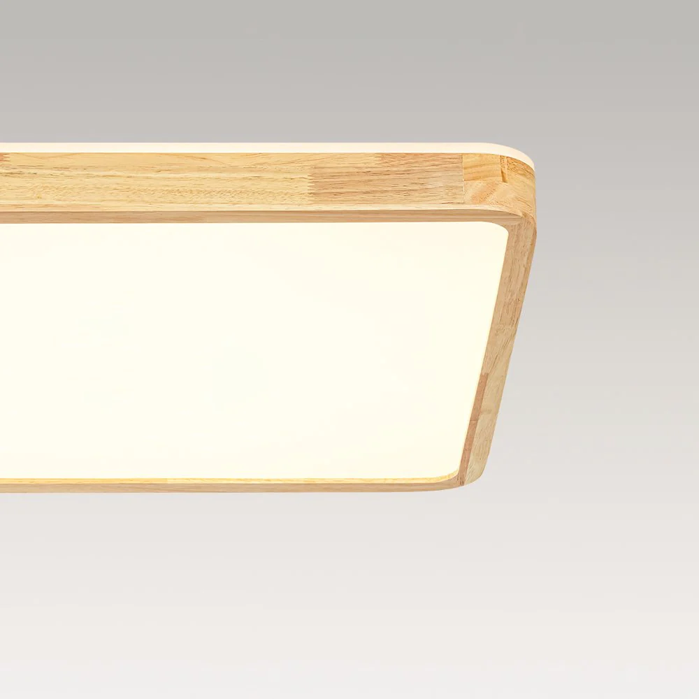 (OpenBox) Rectangle Wood Dimmable LED Flush Mount Light - Image 14