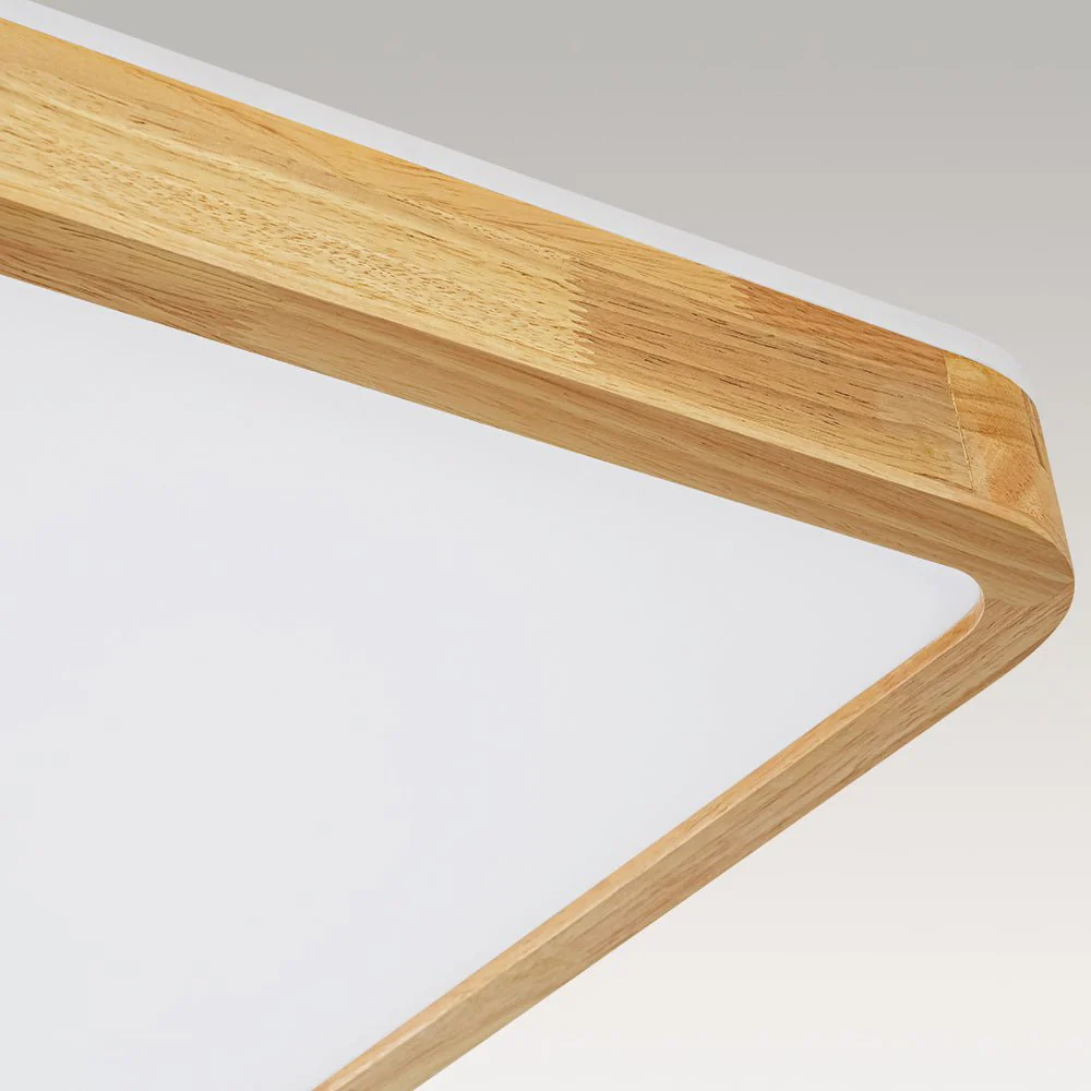 (OpenBox) Rectangle Wood Dimmable LED Flush Mount Light - Image 15