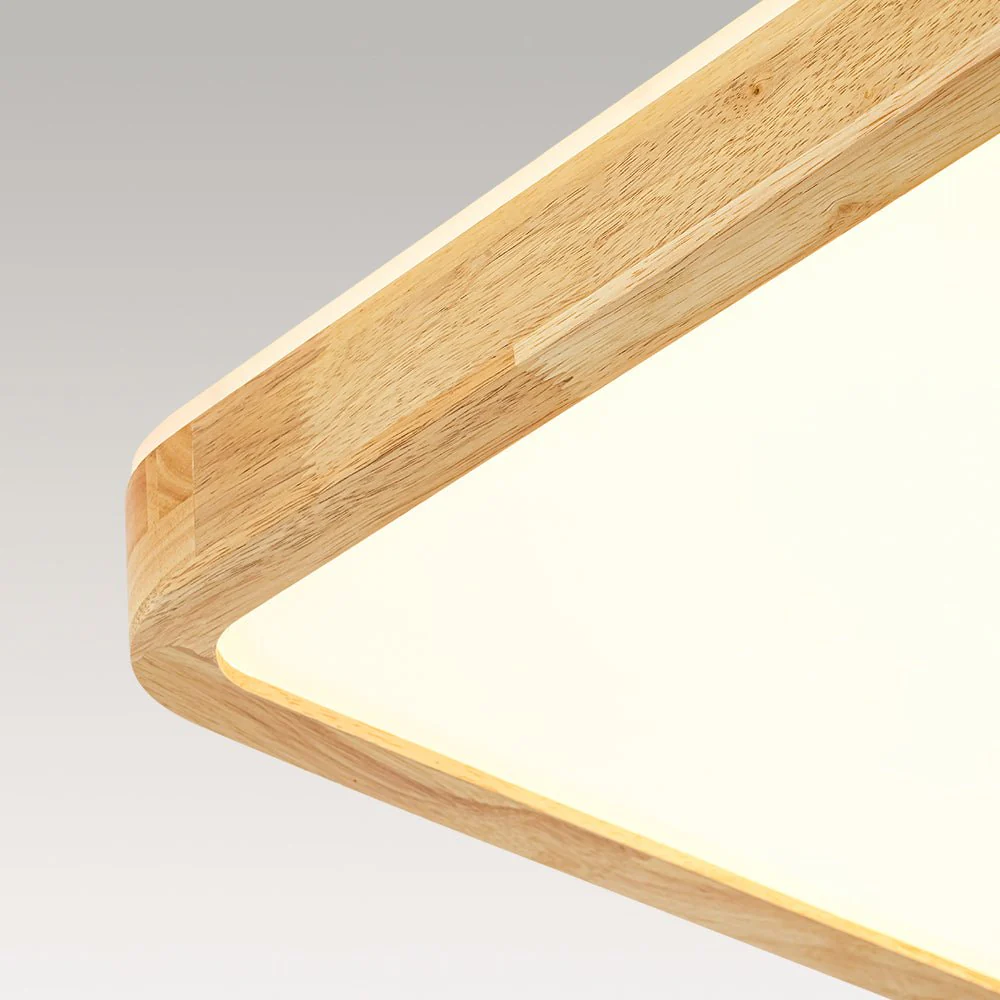(OpenBox) Rectangle Wood Dimmable LED Flush Mount Light - Image 16