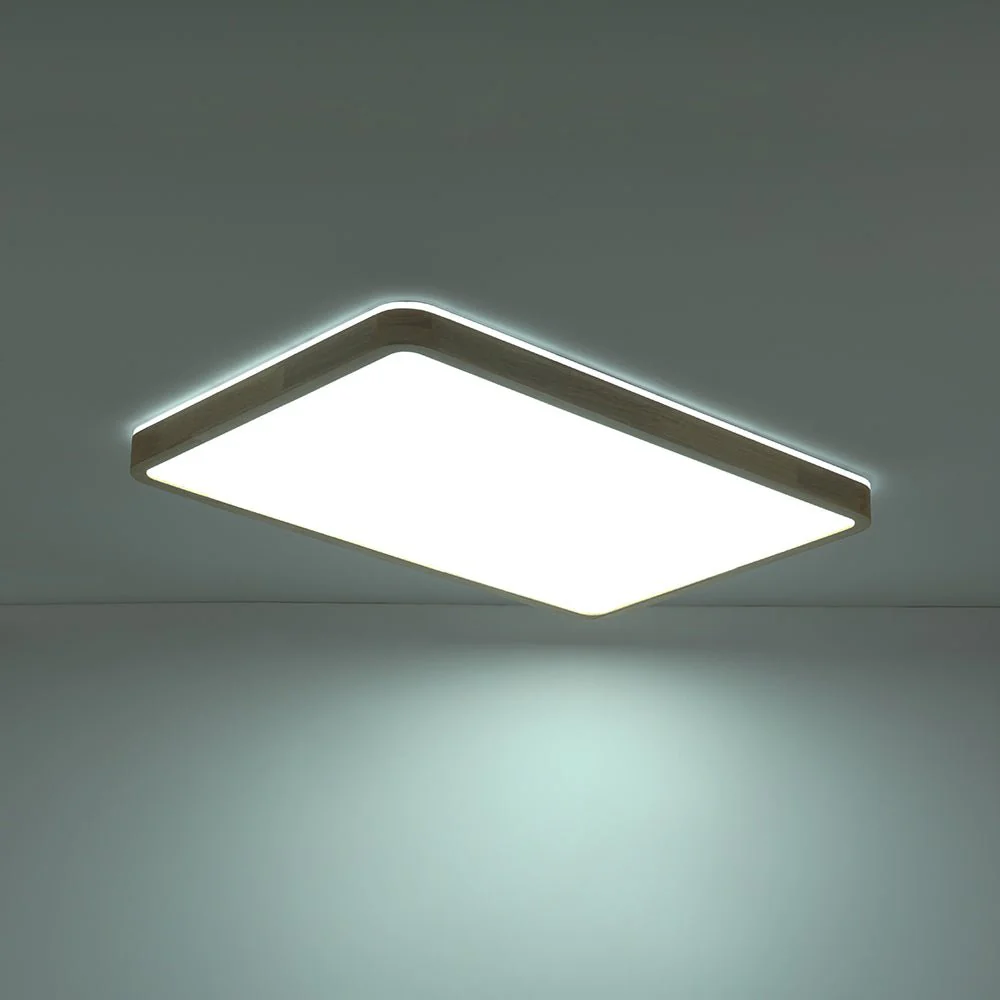 (OpenBox) Rectangle Wood Dimmable LED Flush Mount Light - Image 17