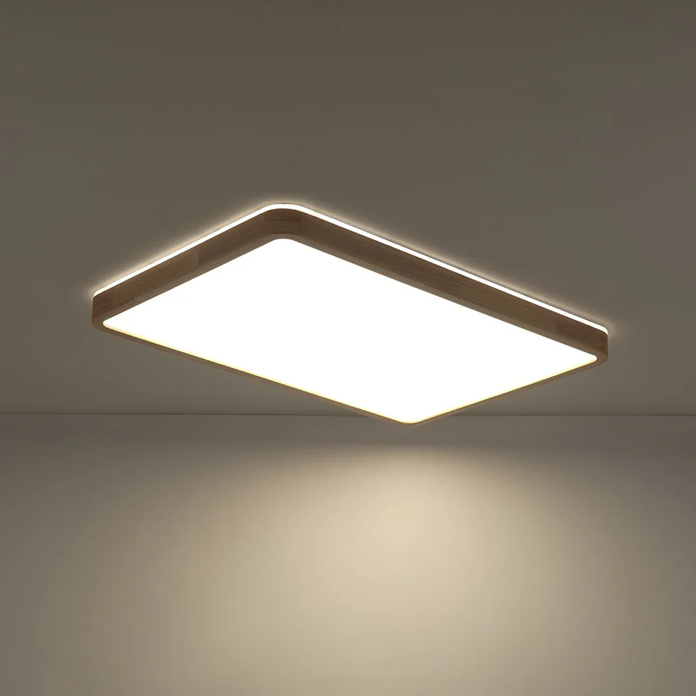 (OpenBox) Rectangle Wood Dimmable LED Flush Mount Light - Image 18