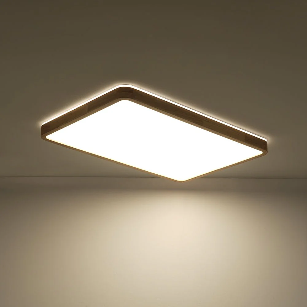 (OpenBox) Rectangle Wood Dimmable LED Flush Mount Light - Image 19
