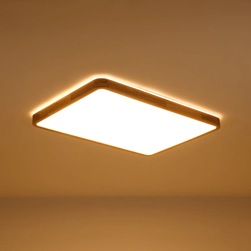 (OpenBox) Rectangle Wood Dimmable LED Flush Mount Light - Image 20