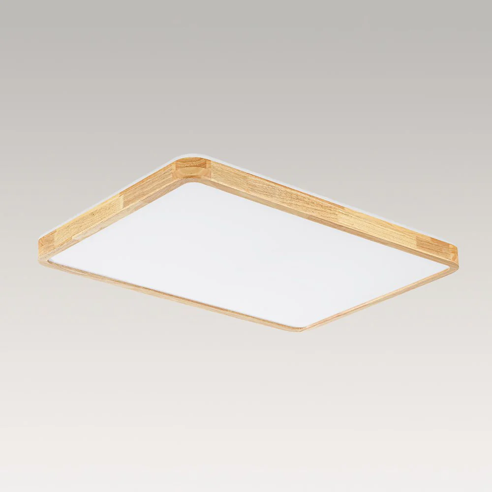 (OpenBox) Rectangle Wood Dimmable LED Flush Mount Light - Image 4