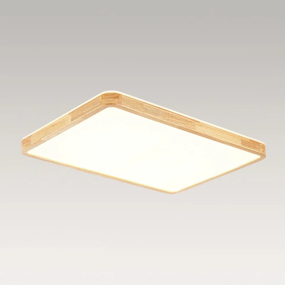 (OpenBox) Rectangle Wood Dimmable LED Flush Mount Light - Image 5
