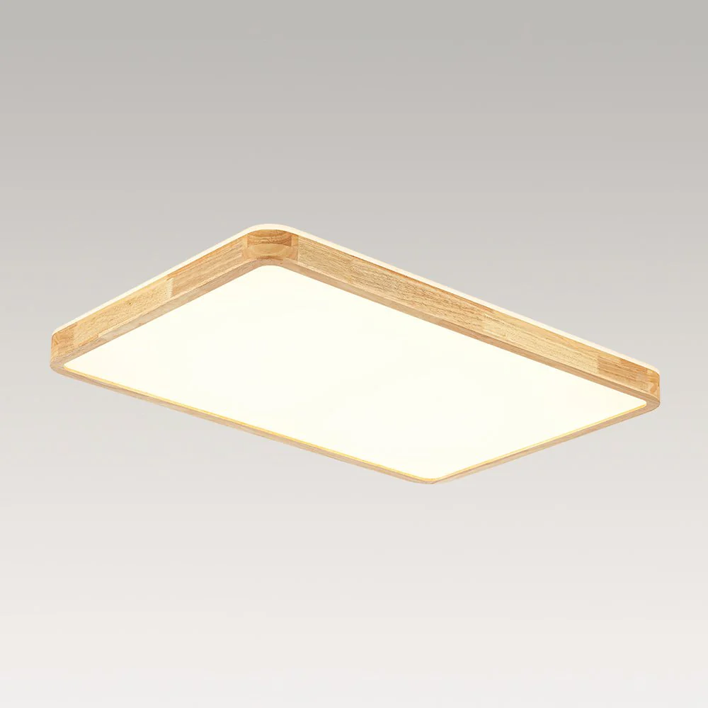 (OpenBox) Rectangle Wood Dimmable LED Flush Mount Light - Image 6
