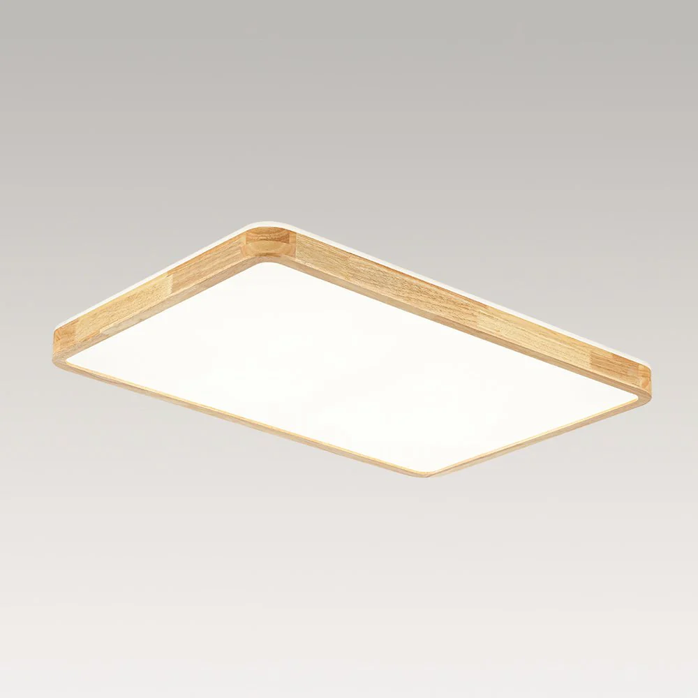 (OpenBox) Rectangle Wood Dimmable LED Flush Mount Light - Image 7