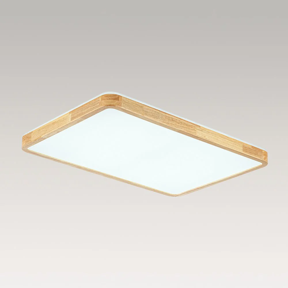 (OpenBox) Rectangle Wood Dimmable LED Flush Mount Light - Image 8