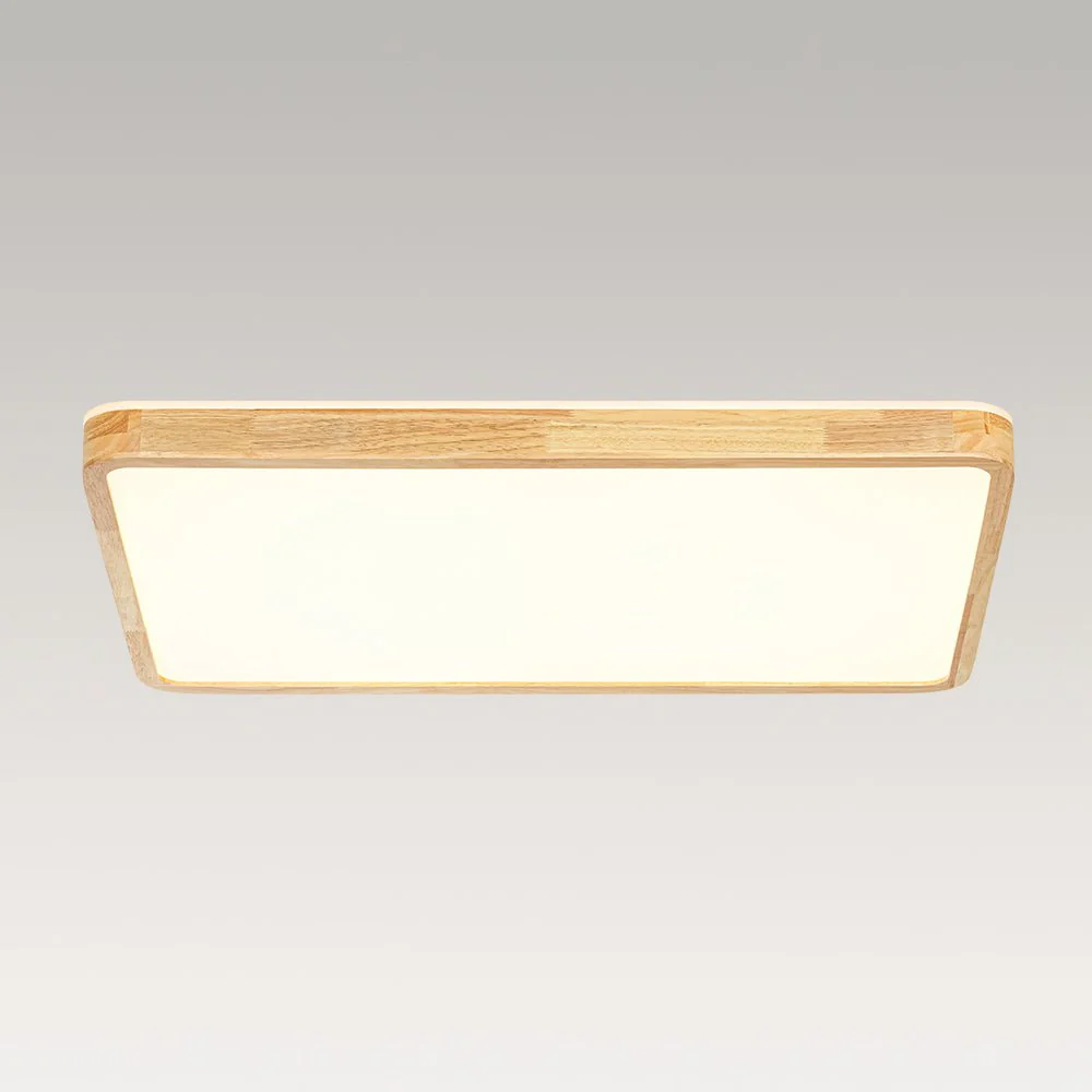 (OpenBox) Rectangle Wood Dimmable LED Flush Mount Light - Image 9