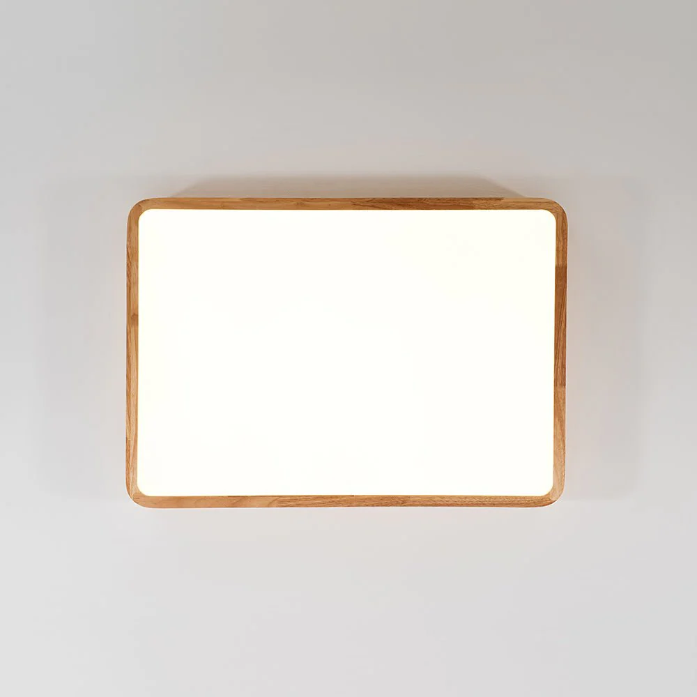 (OpenBox) Rectangle Wooden Dimmable LED Flush Mount Ceiling Light - Image 13