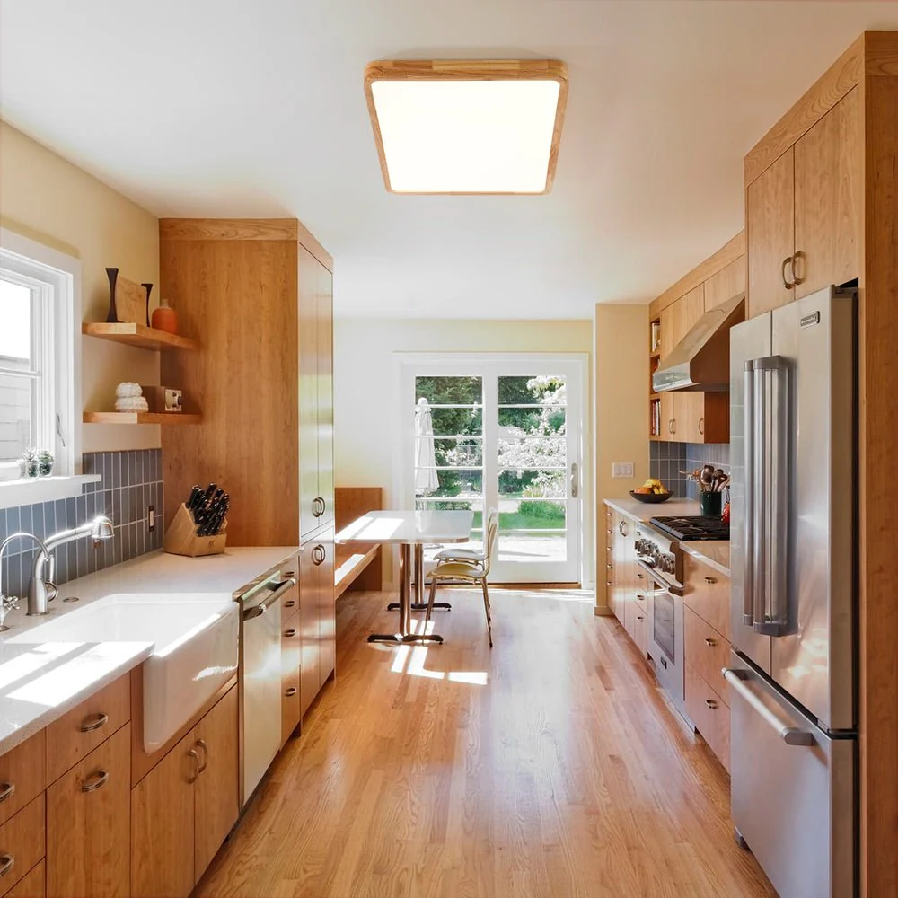 (OpenBox) Rectangle Wooden Dimmable LED Flush Mount Ceiling Light - Image 3
