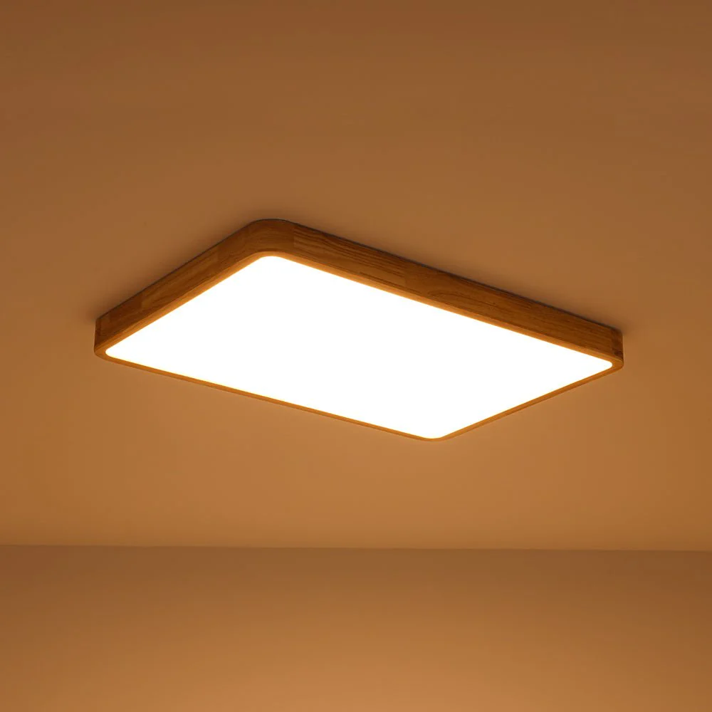 (OpenBox) Rectangle Wooden Dimmable LED Flush Mount Ceiling Light - Image 5